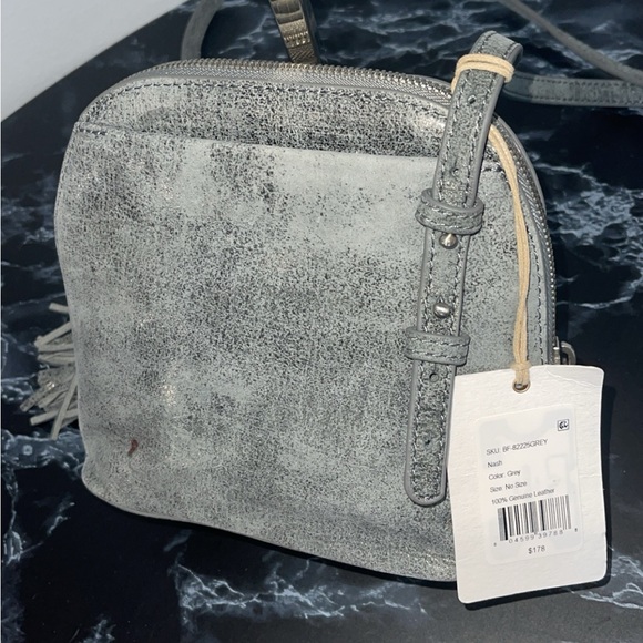HOBO Handbag Nash Crossbody in Grey / Blue Buffed Hide Leather AUTHENTIC NWT - Picture 4 of 11